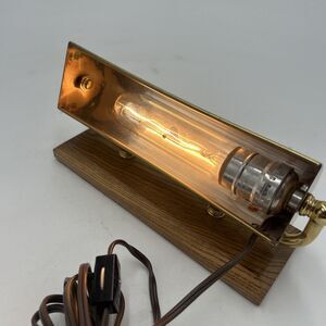 VTG Brass Wood Bankers Desk Light Low Short Piano Lamp Art Deco MCM Plug In
